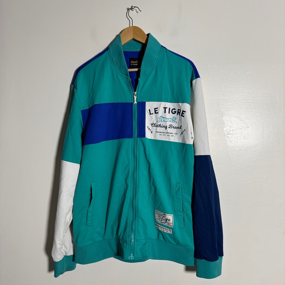 LE TIGRE Clothing Brand Colorblock Track Jacket Zip Up Athletic Mens XL